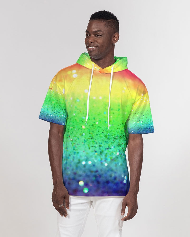 Rainbow Faded Coruscate Men's Premium Heavyweight Short Sleeve Hoodie