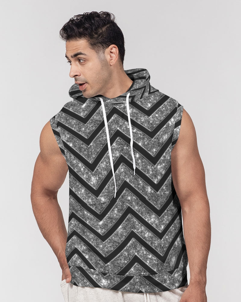 Silver n Black Coruscate Men's Premium Heavyweight Sleeveless Hoodie