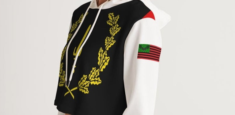 Black American Heritage Flag Women's Cropped Hoodie