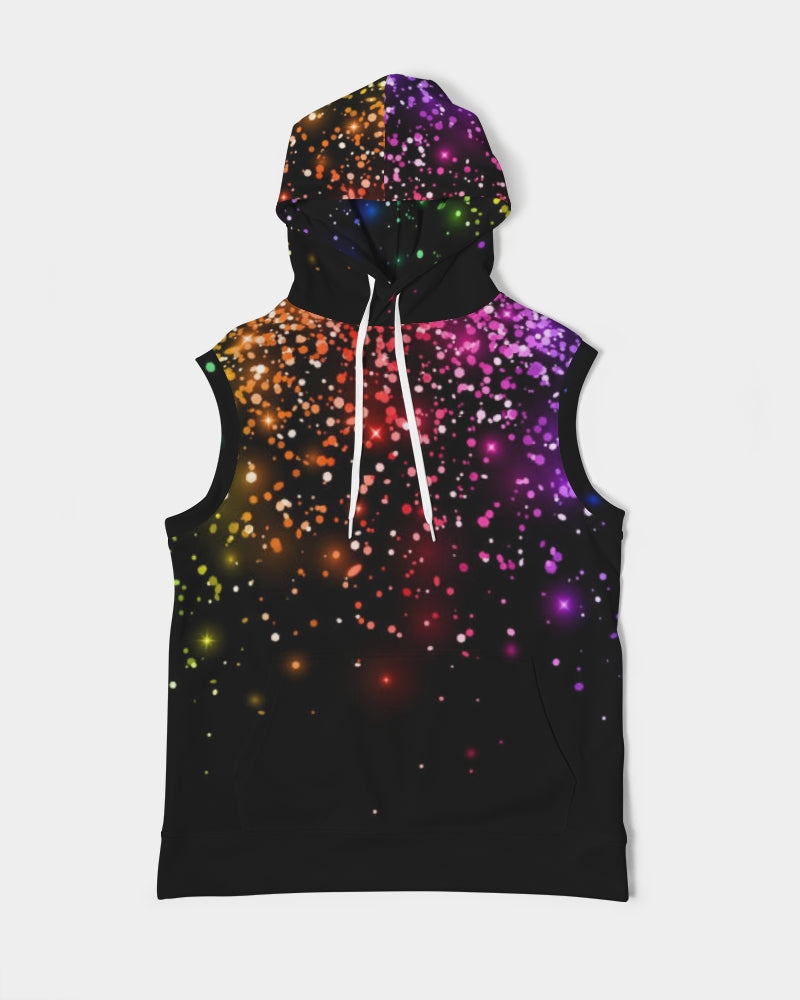 Black Rainbow Coruscate Men's Premium Heavyweight Sleeveless Hoodie