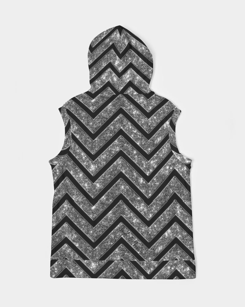 Silver n Black Coruscate Men's Premium Heavyweight Sleeveless Hoodie