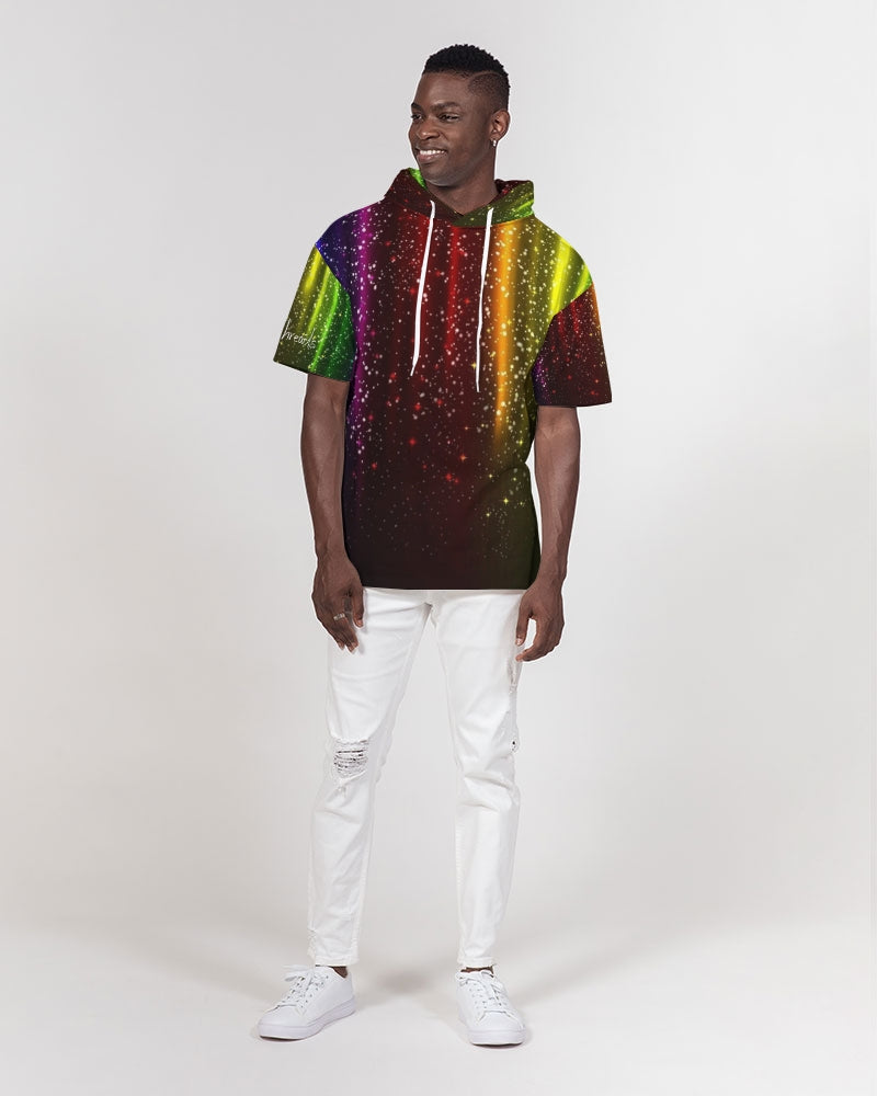Rainbow Streak Coruscate Men's Premium Heavyweight Short Sleeve Hoodie