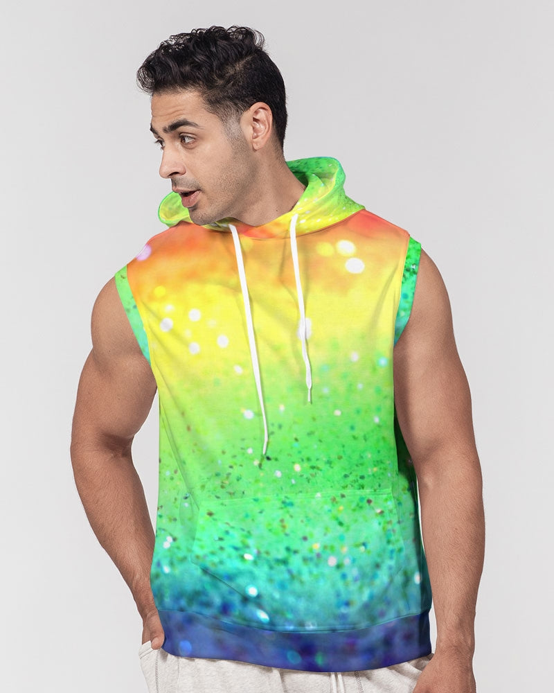 Rainbow Faded Coruscate Men's Premium Heavyweight Sleeveless Hoodie