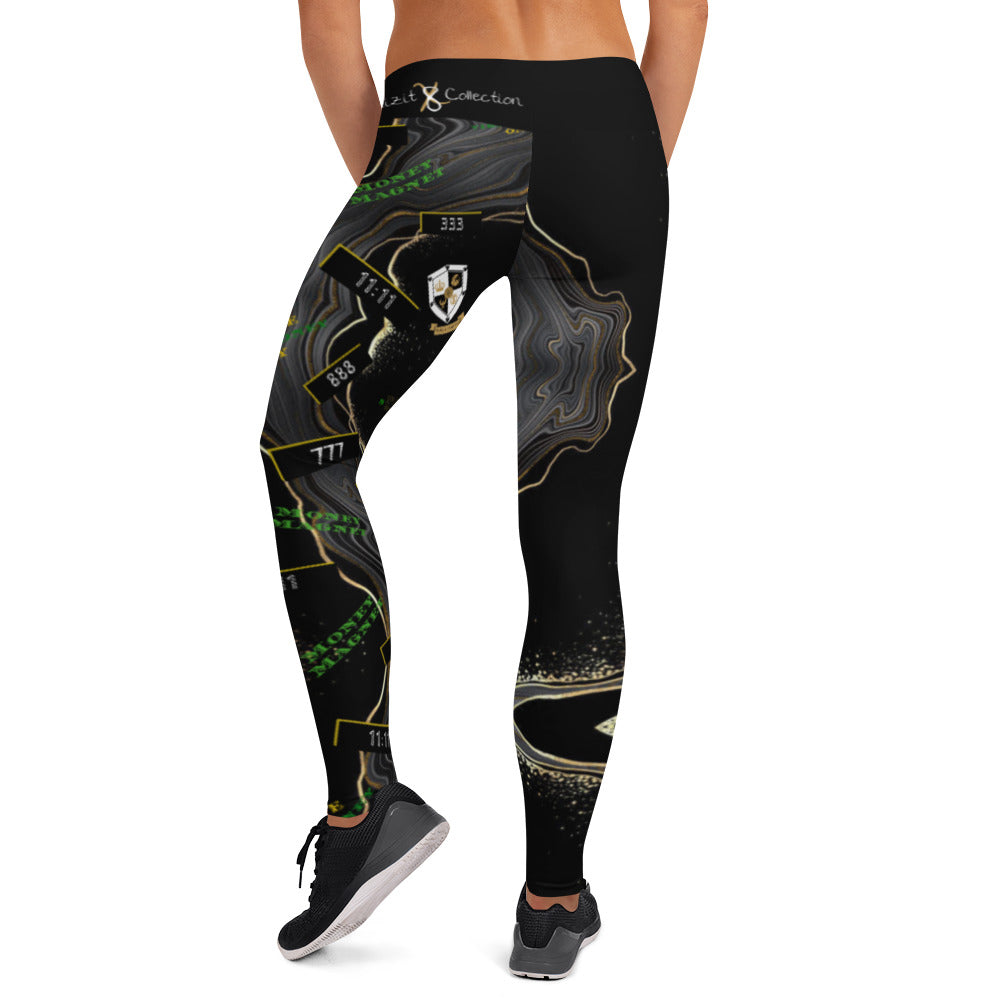 8xquiZit Collection - Women's Deep Black n Gold Marble Leggings