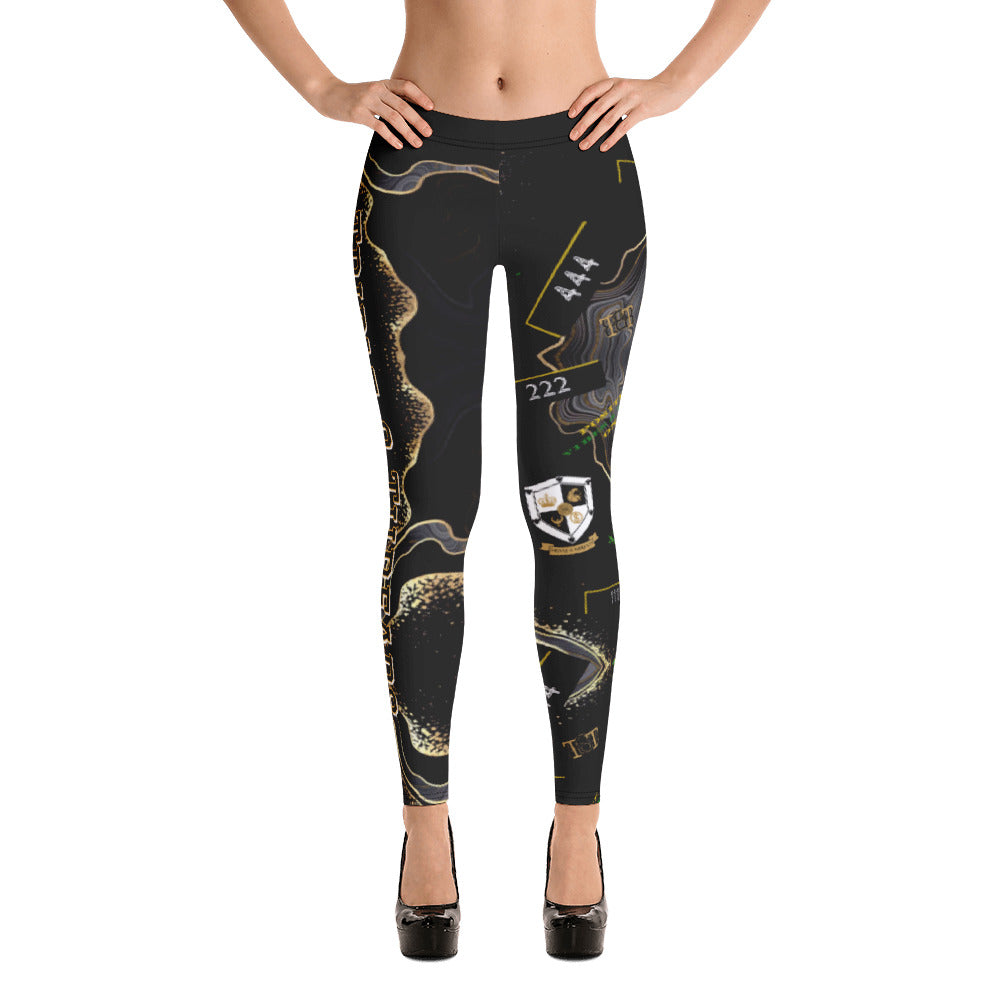 8xquiZit Collection - Women's Deep Black n Gold Marble Leggings