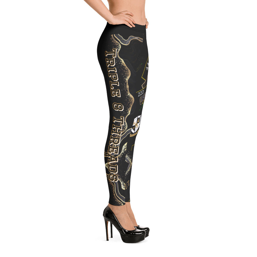 8xquiZit Collection - Women's Deep Black n Gold Marble Leggings