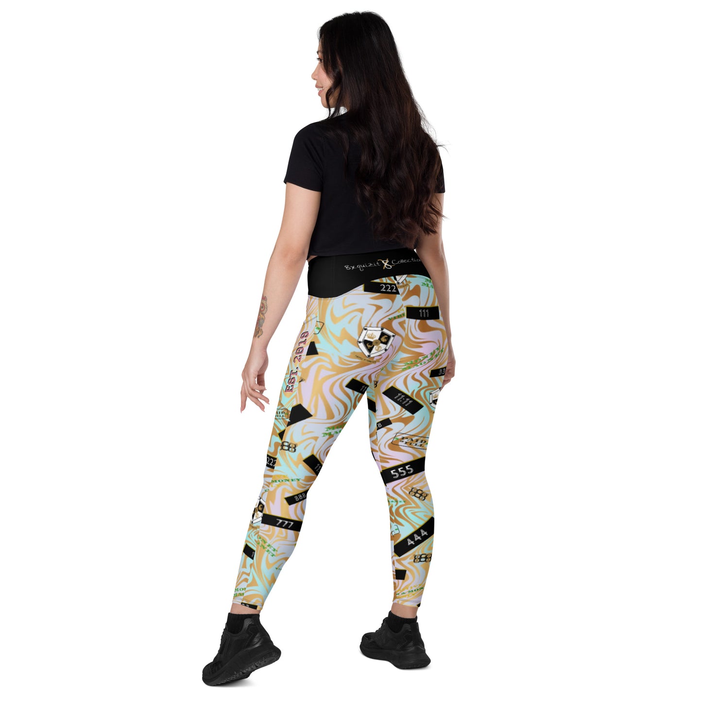 8xquiZit Collection - Pynk N Turq Jungle Luv Leggings with pockets