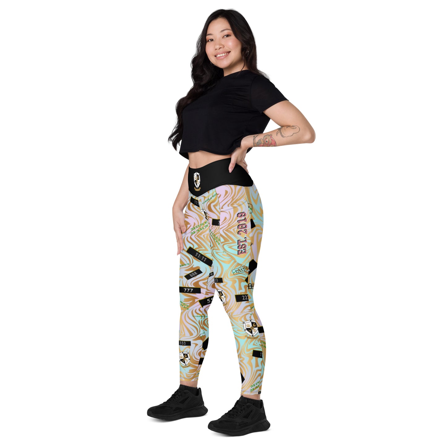 8xquiZit Collection - Pynk N Turq Jungle Luv Leggings with pockets
