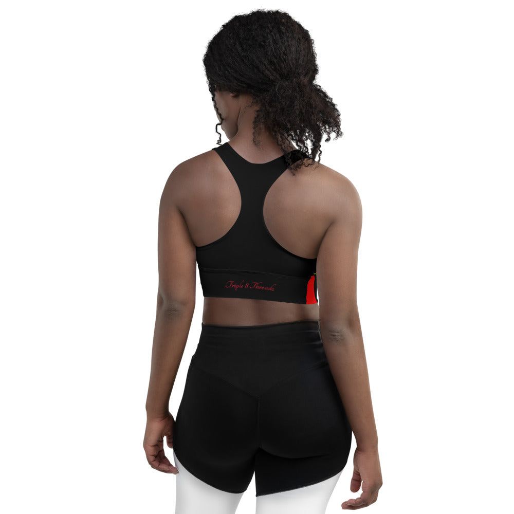Black American Heritage Flag Longline sports bra