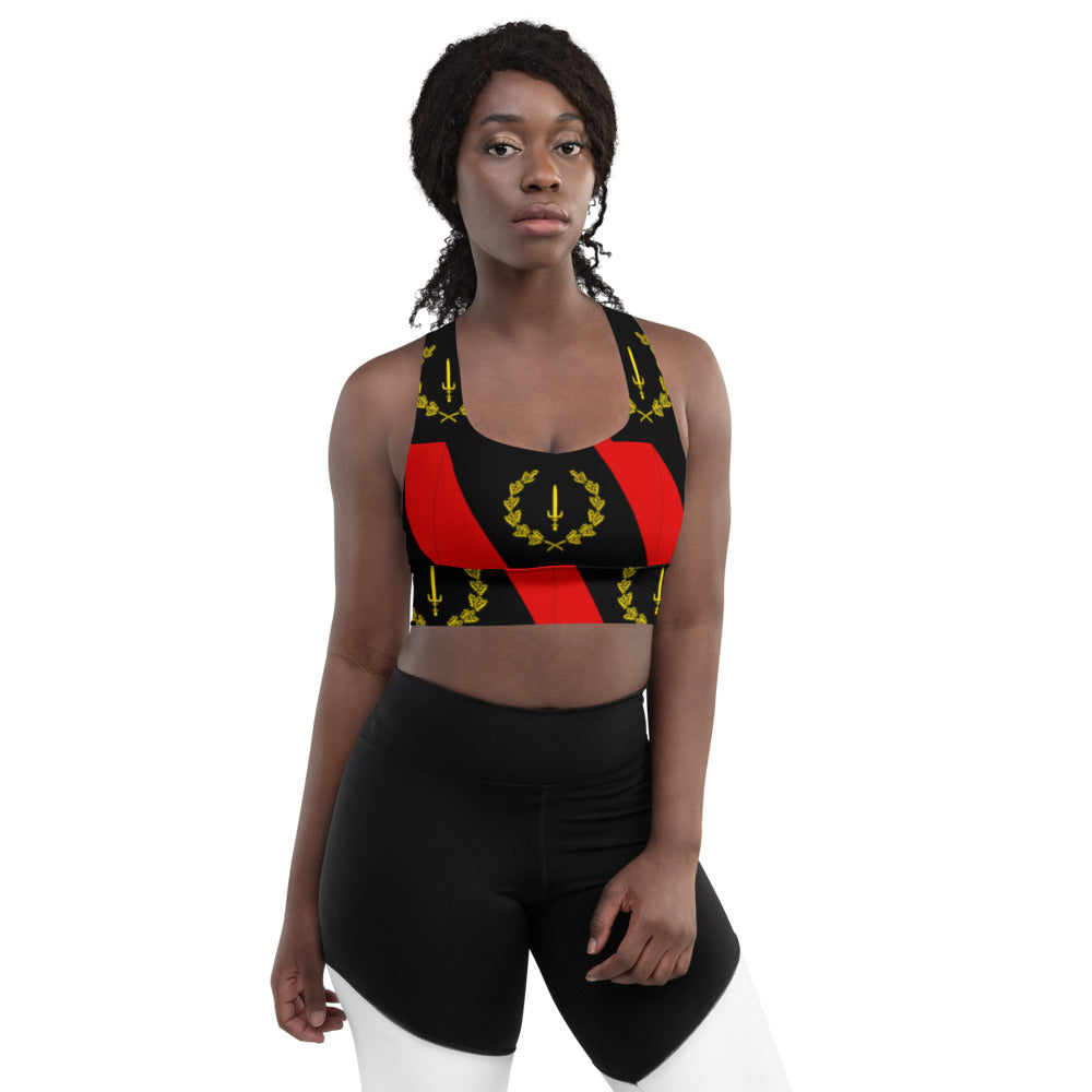 Black American Heritage Flag Longline sports bra