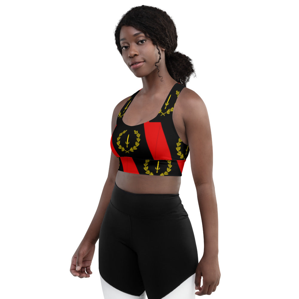 Black American Heritage Flag Longline sports bra