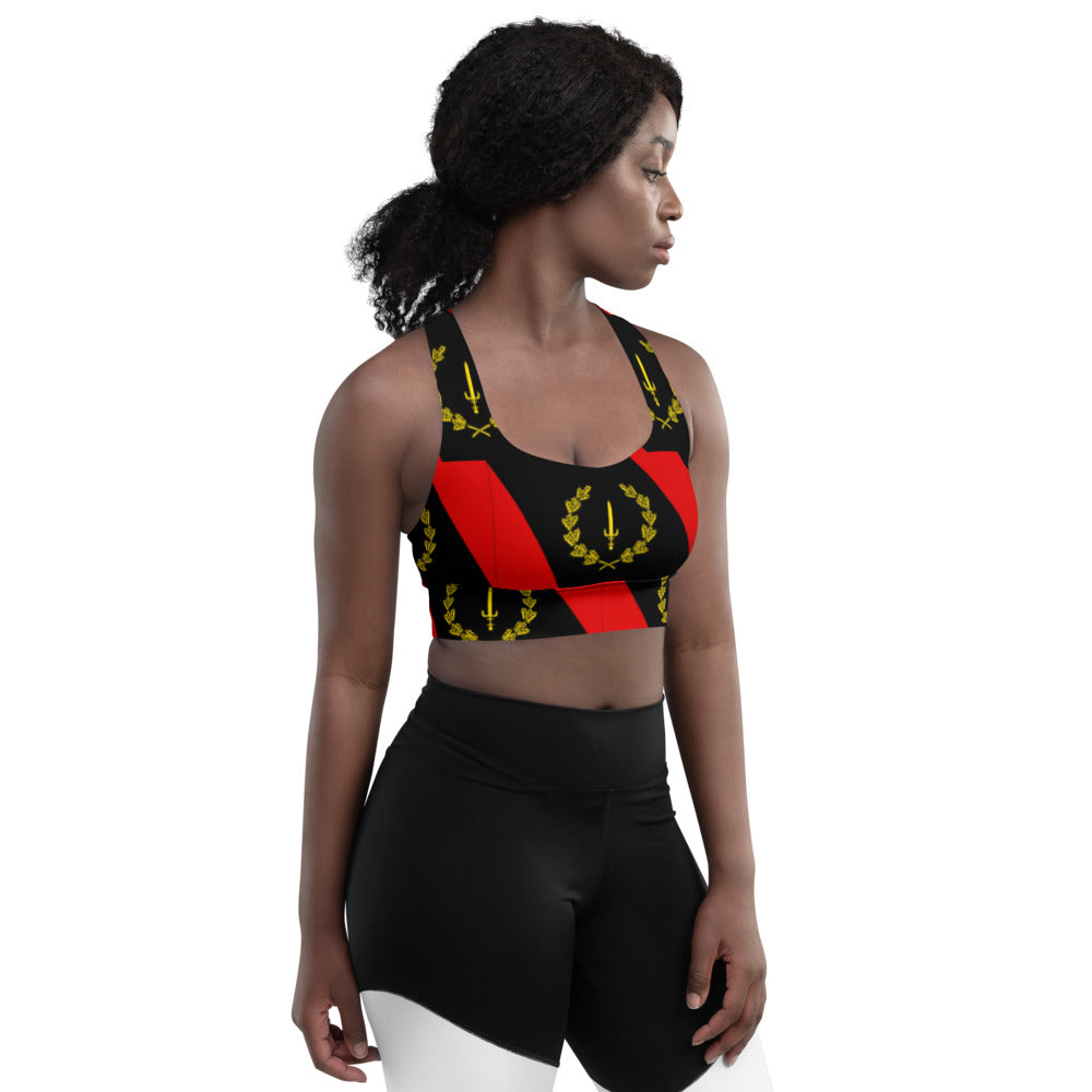 Black American Heritage Flag Longline sports bra