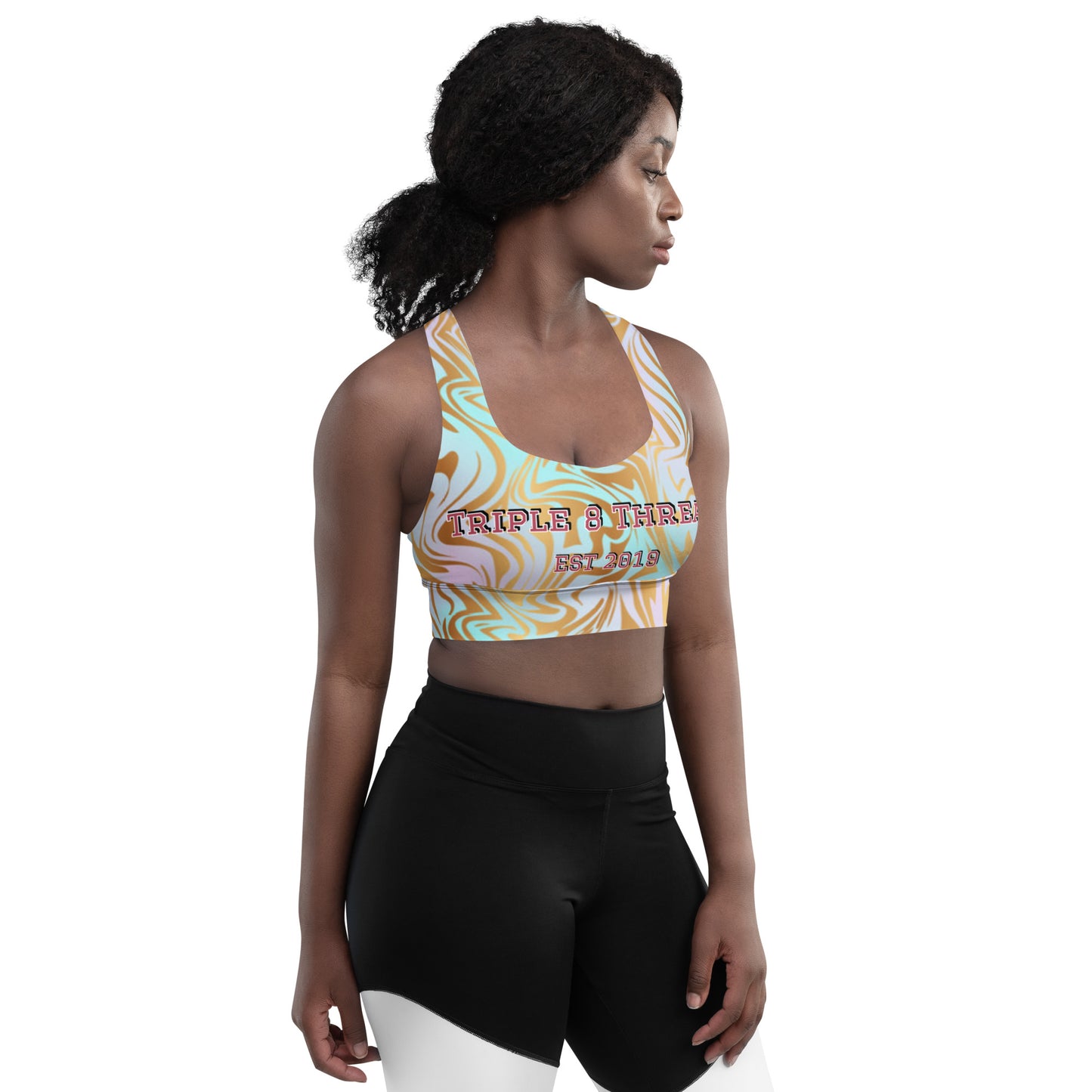 8xquiZit Collection - Pynk N Turq Jungle Luv Longline Sports Bra