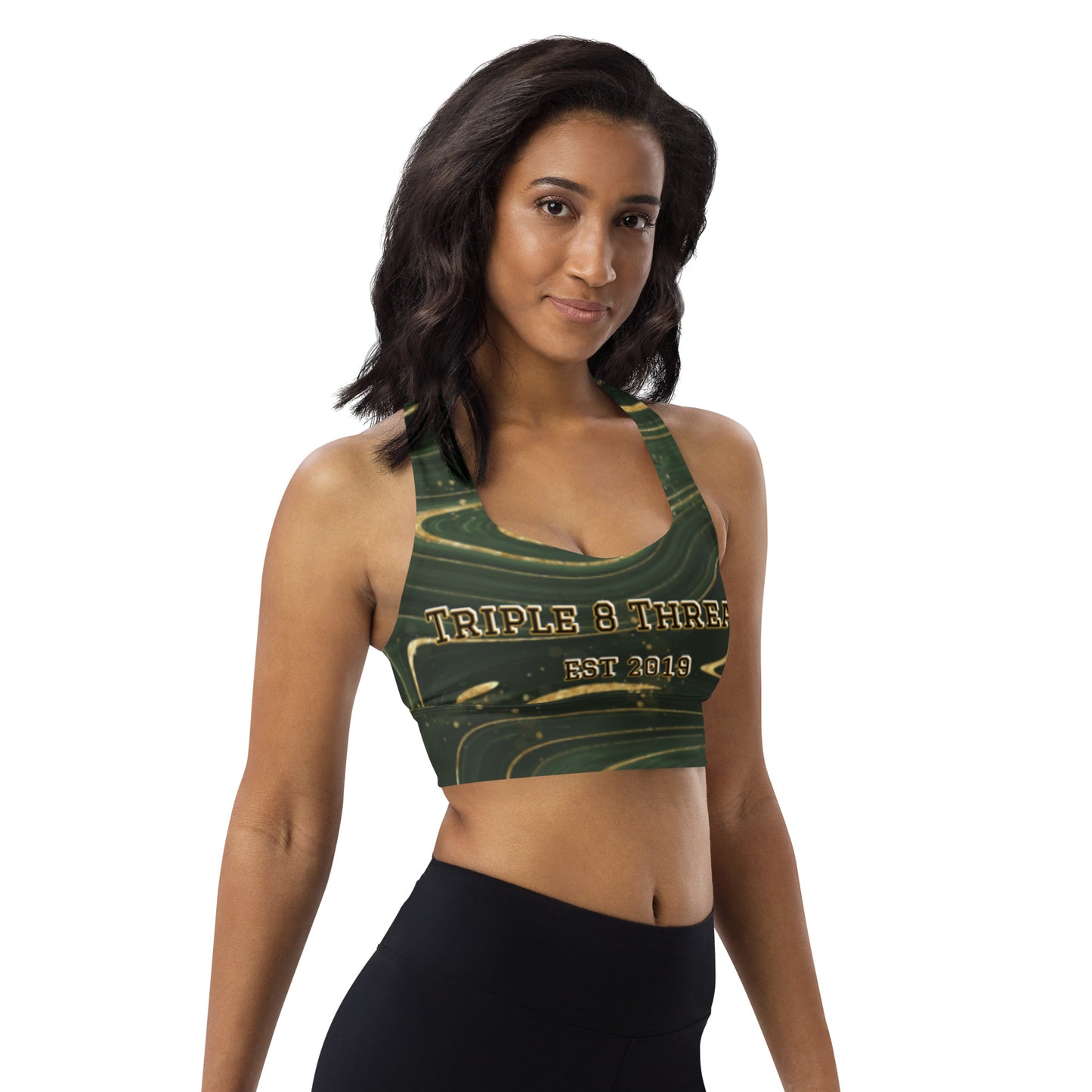 8xquiZit Collection - Green Luxury Longline Sports Bra