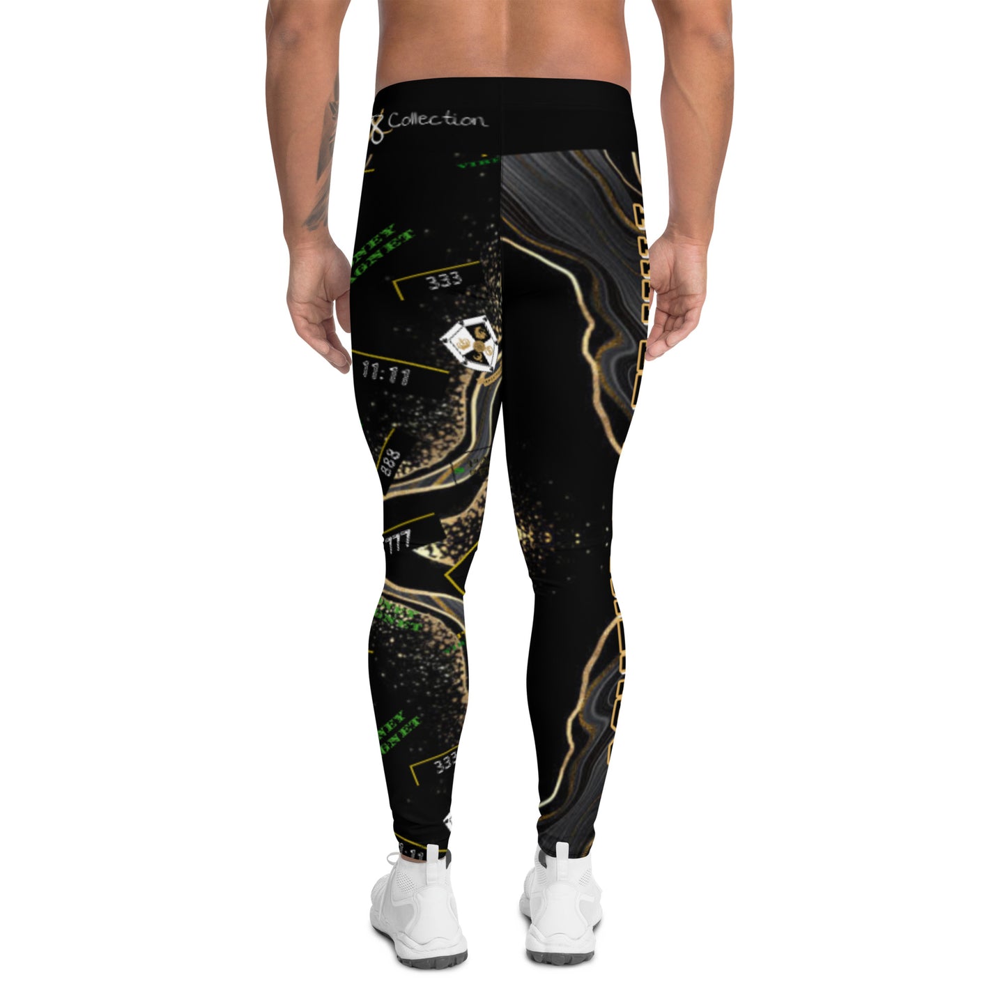 8xquiZit Collection - Men's Deep Black n Gold Marble Leggings