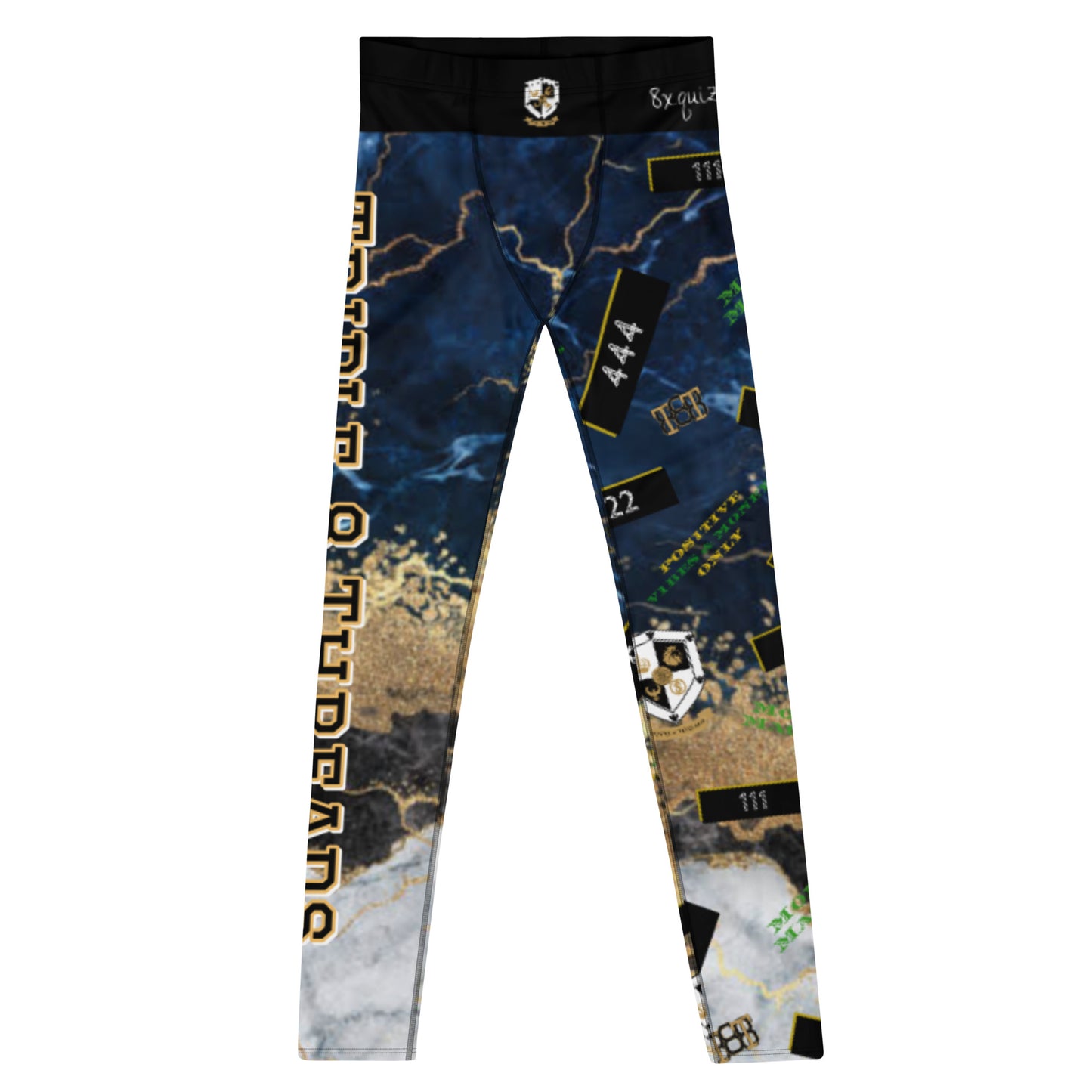 8xquiZit Collection - Men's Tri-color Blue, Gold, & White Manifestation Leggings