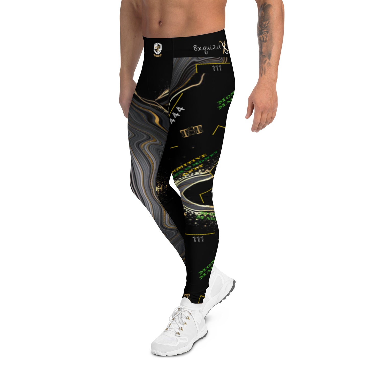 8xquiZit Collection - Men's Deep Black n Gold Marble Leggings