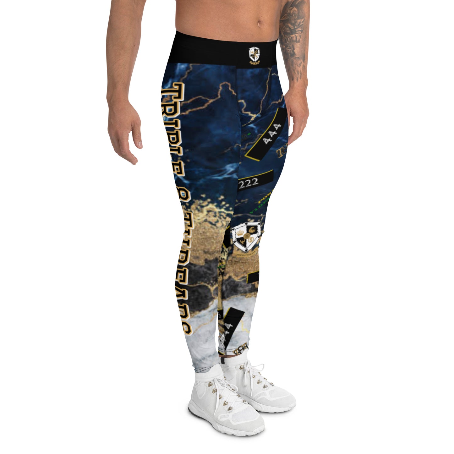 8xquiZit Collection - Men's Tri-color Blue, Gold, & White Manifestation Leggings