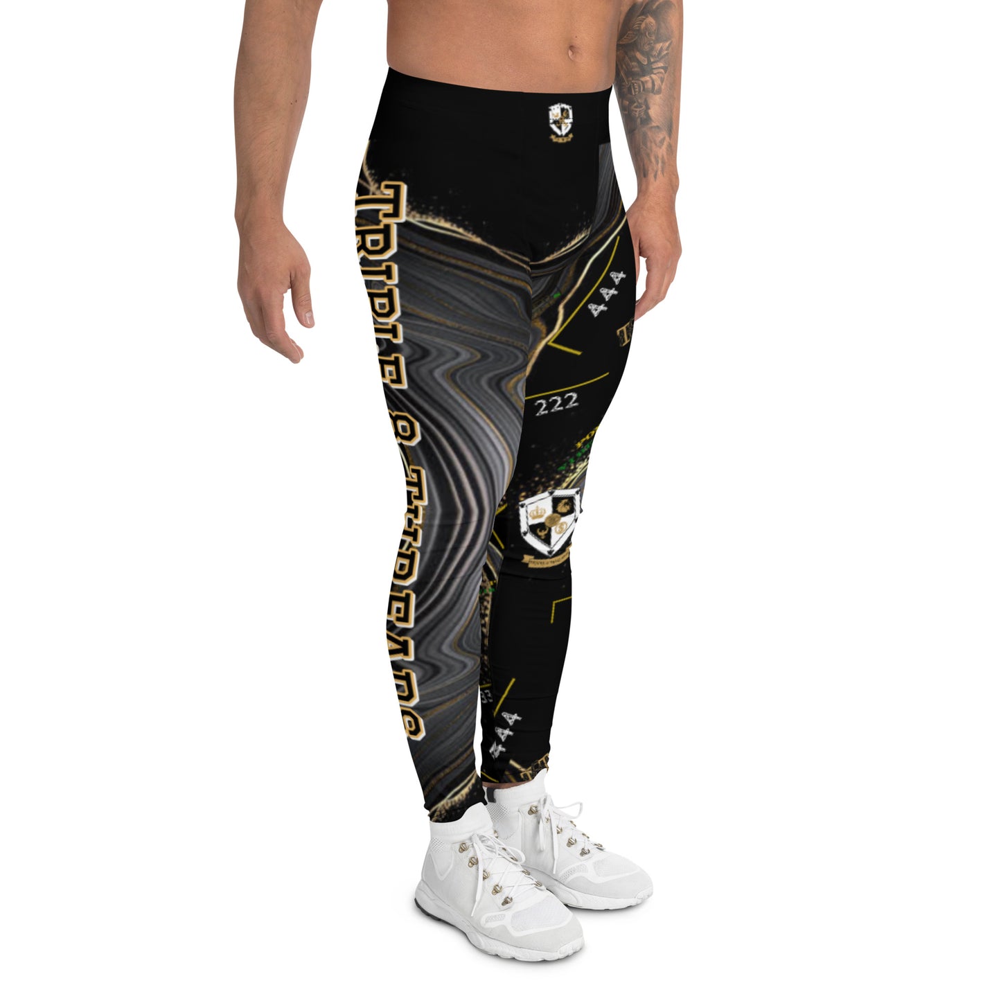 8xquiZit Collection - Men's Deep Black n Gold Marble Leggings