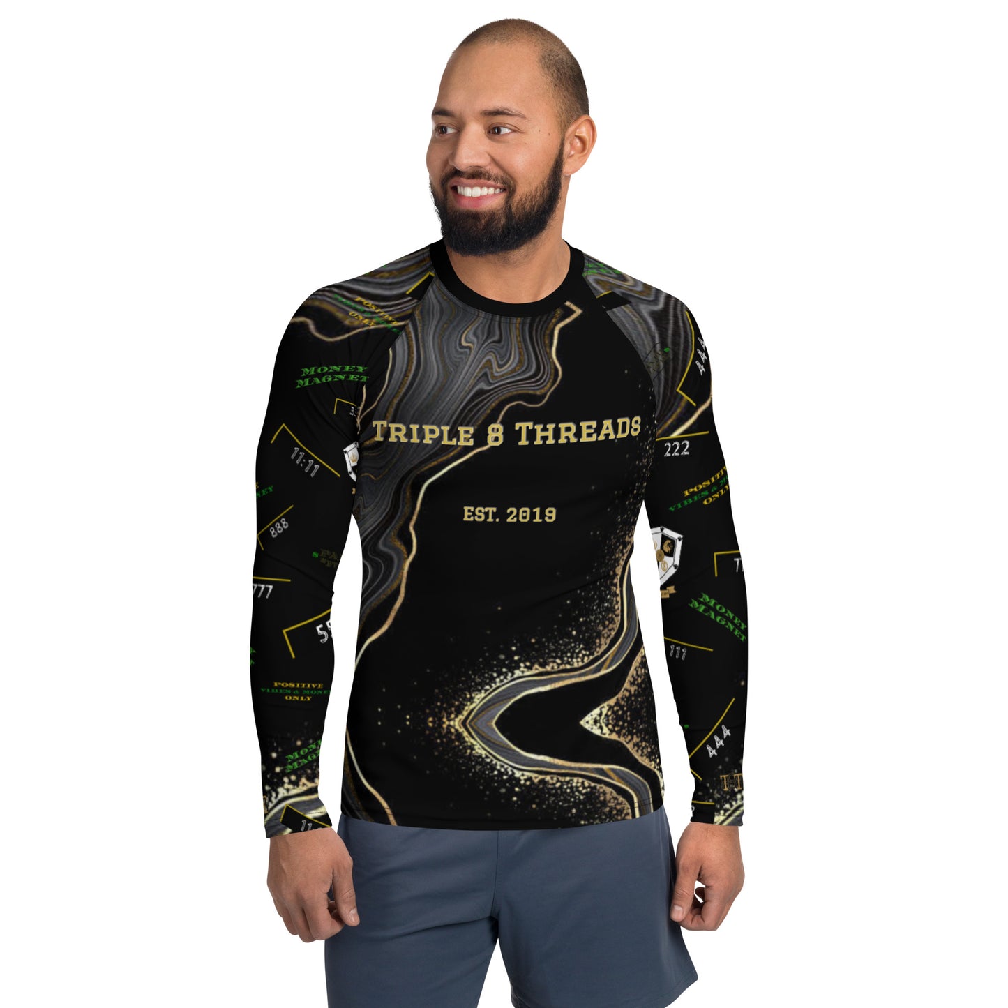8xquiZit Collection - Men's Deep Black n Gold Marble Activewear