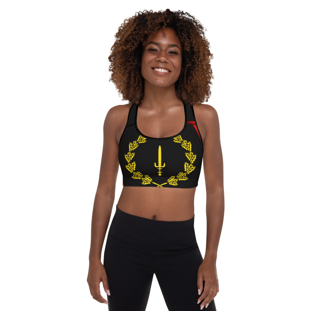 Black American Heritage Flag Padded Sports Bra