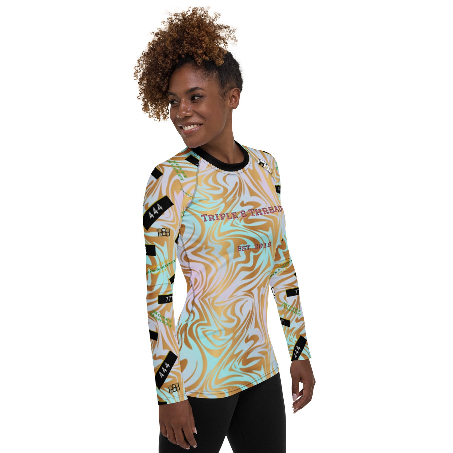8xquiZit Collection - Women's Manifestation Pynk N Turq Jungle Luv Long Sleeve Activewear