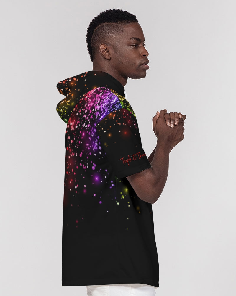 Black Rainbow Coruscate Men's Premium Heavyweight Short Sleeve Hoodie