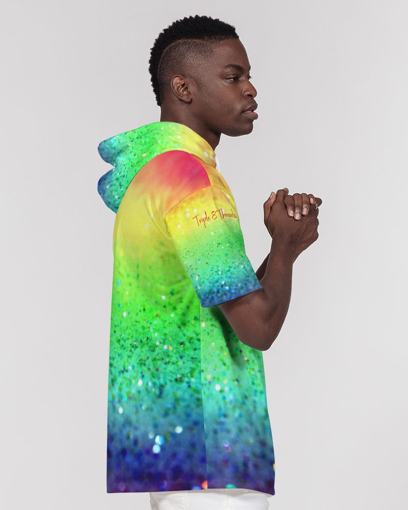 Rainbow Faded Coruscate Men's Premium Heavyweight Short Sleeve Hoodie