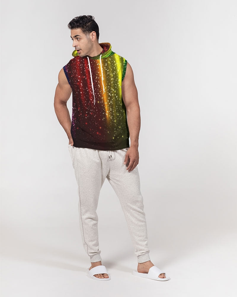 Rainbow Streak Coruscate Men's Premium Heavyweight Sleeveless Hoodie