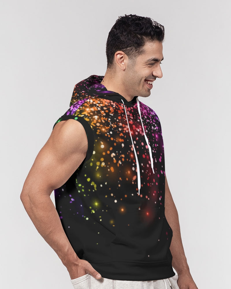 Black Rainbow Coruscate Men's Premium Heavyweight Sleeveless Hoodie