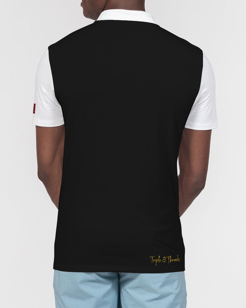 Black American Heritage Flag Men's Slim Fit Short Sleeve Polo