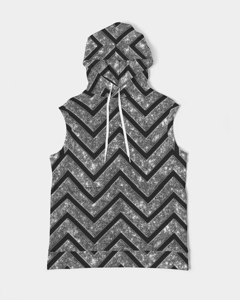 Silver n Black Coruscate Men's Premium Heavyweight Sleeveless Hoodie