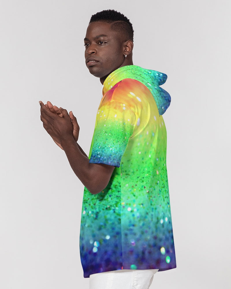Rainbow Faded Coruscate Men's Premium Heavyweight Short Sleeve Hoodie