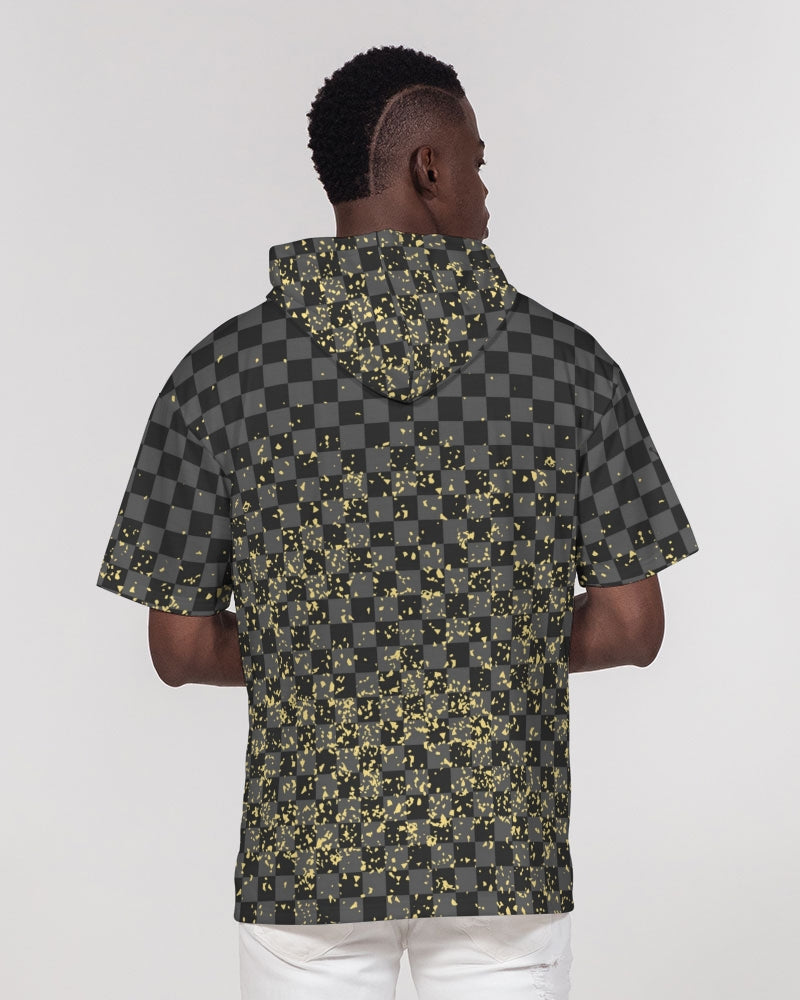 Check Blk n Gry - Gold Men's Premium Heavyweight Short Sleeve Hoodie