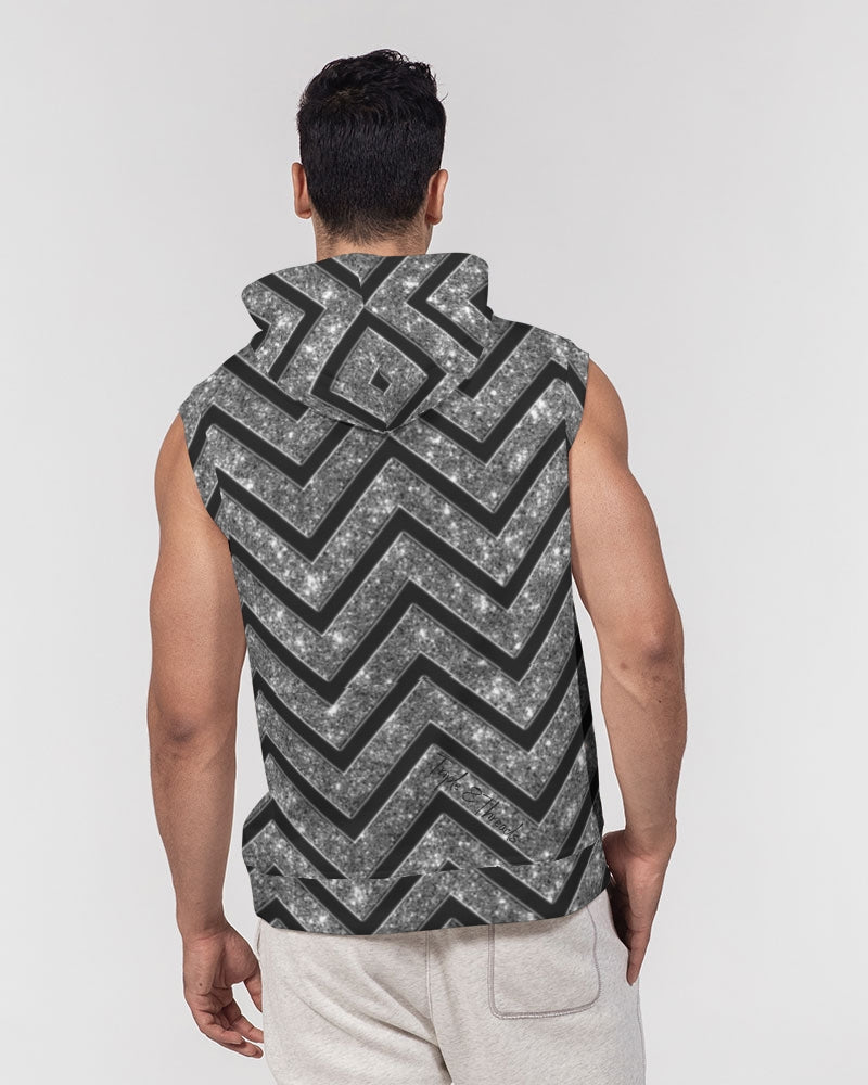 Silver n Black Coruscate Men's Premium Heavyweight Sleeveless Hoodie