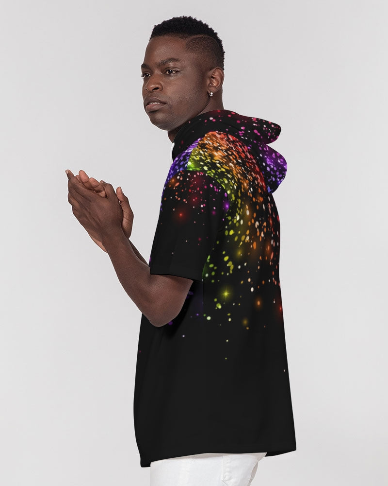 Black Rainbow Coruscate Men's Premium Heavyweight Short Sleeve Hoodie