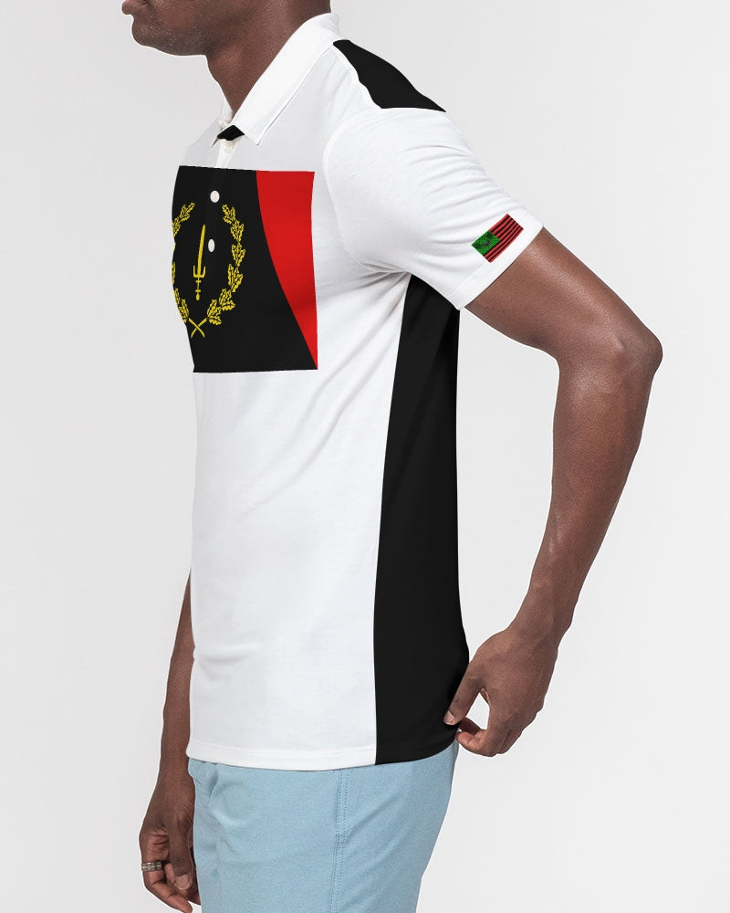Black American Heritage Flag Men's Slim Fit Short Sleeve Polo
