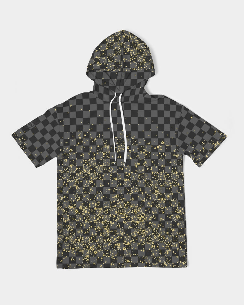 Check Blk n Gry - Gold Men's Premium Heavyweight Short Sleeve Hoodie