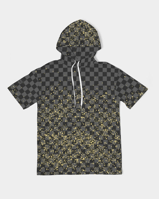 Check Blk n Gry - Gold Men's Premium Heavyweight Short Sleeve Hoodie