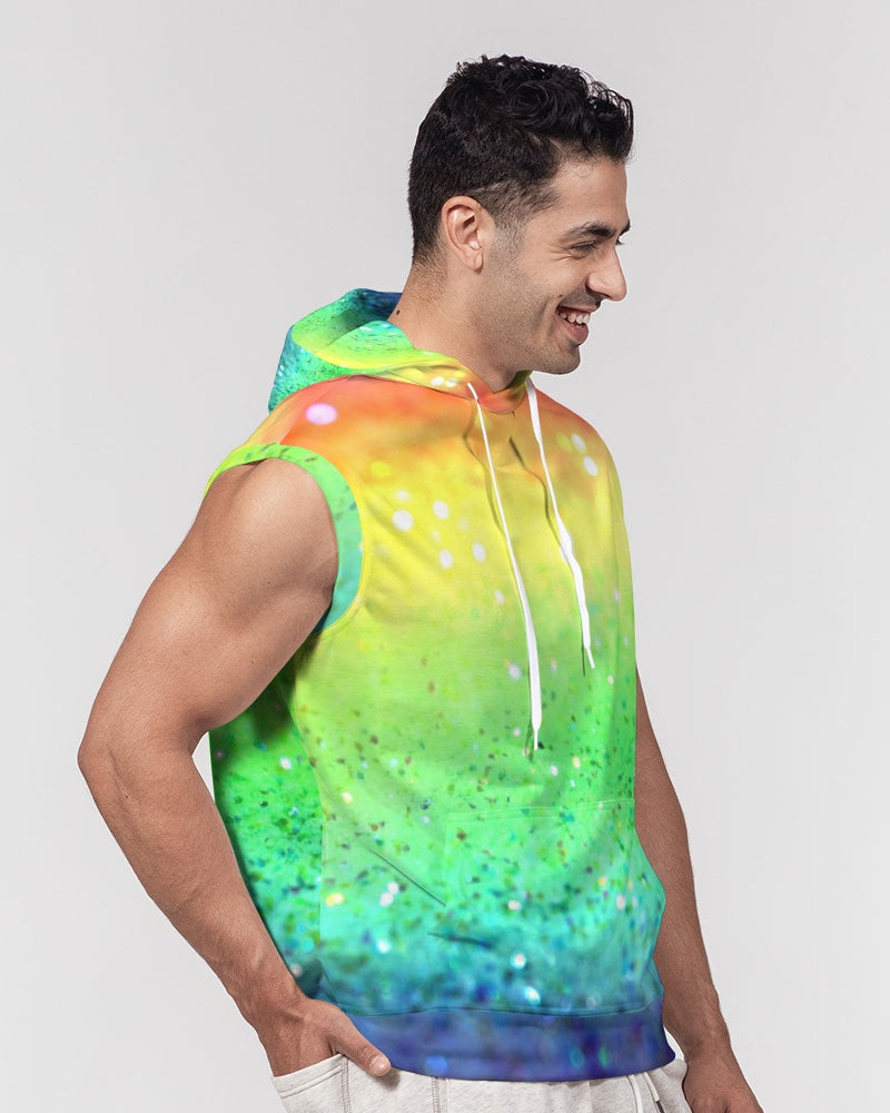 Rainbow Faded Coruscate Men's Premium Heavyweight Sleeveless Hoodie