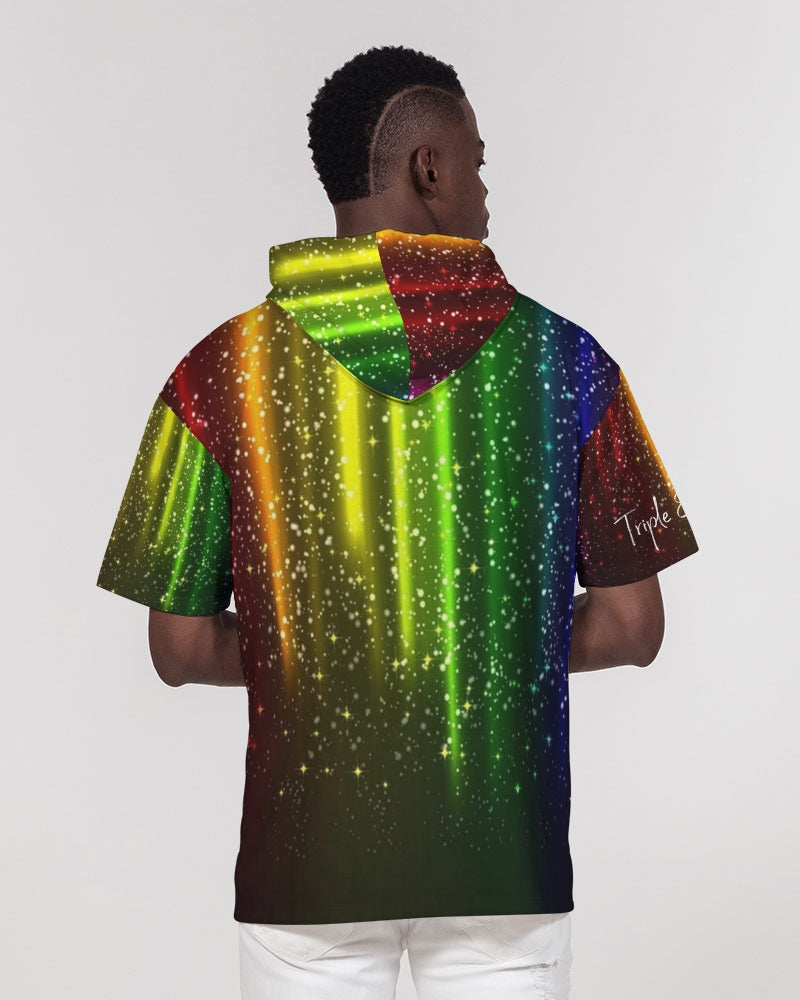Rainbow Streak Coruscate Men's Premium Heavyweight Short Sleeve Hoodie