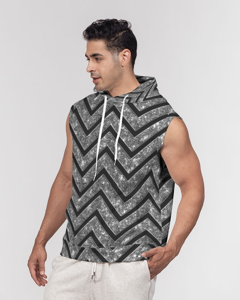 Silver n Black Coruscate Men's Premium Heavyweight Sleeveless Hoodie