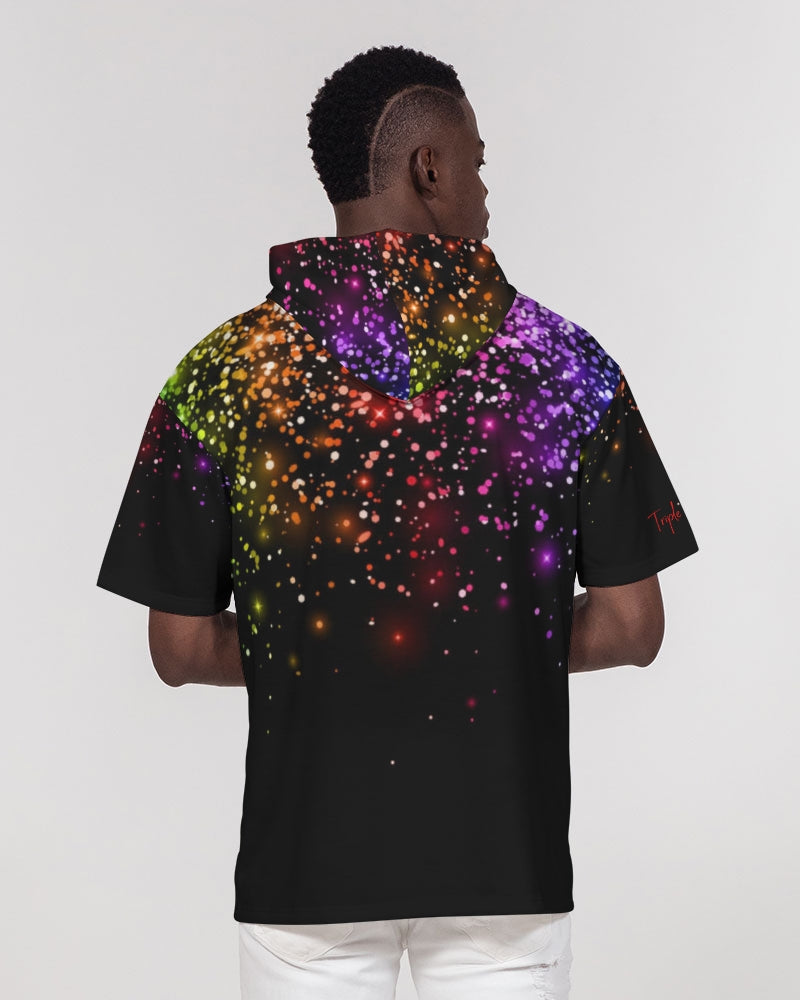 Black Rainbow Coruscate Men's Premium Heavyweight Short Sleeve Hoodie