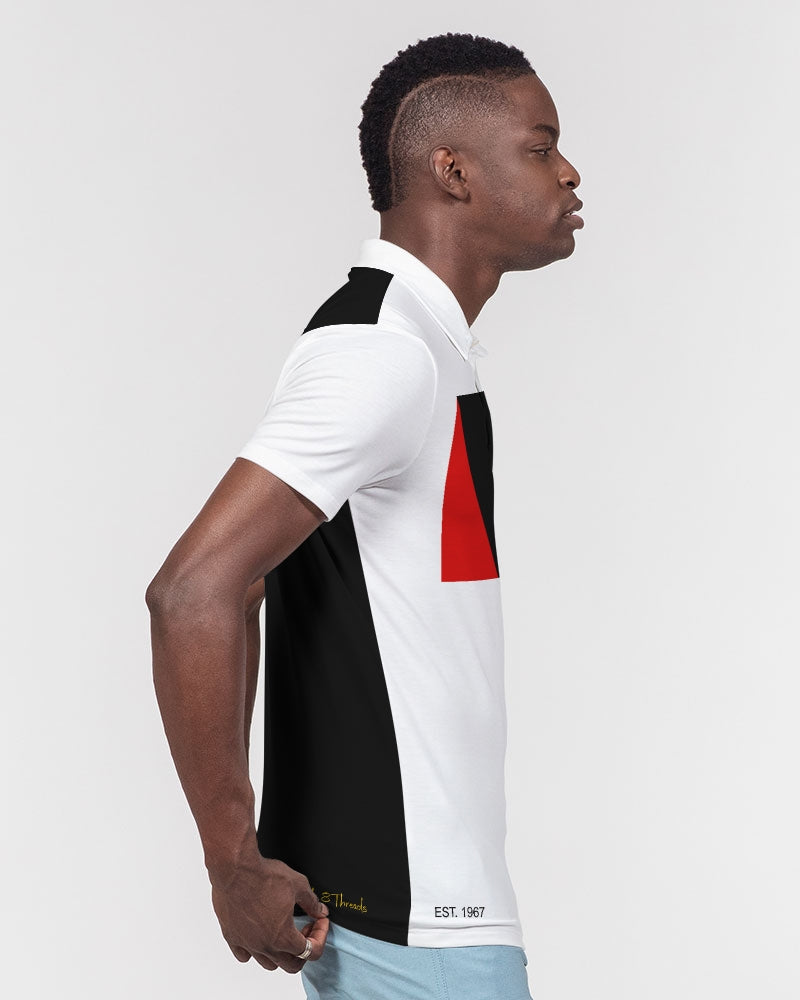 Black American Heritage Flag Men's Slim Fit Short Sleeve Polo
