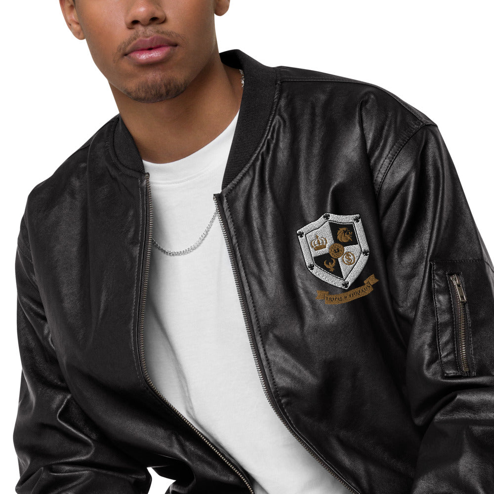 T8T Prosperity Leather Bomber Jacket