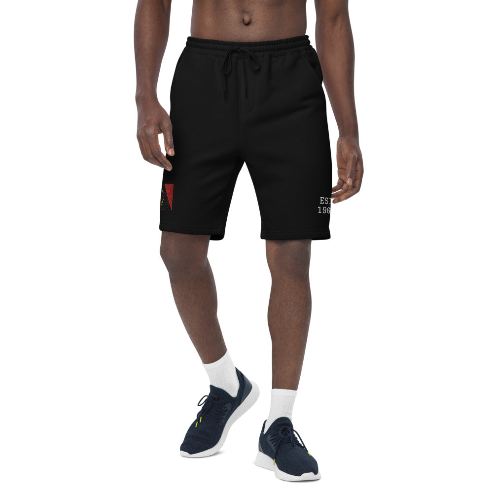 Black American Heritage Flag Men's fleece shorts White Stitching