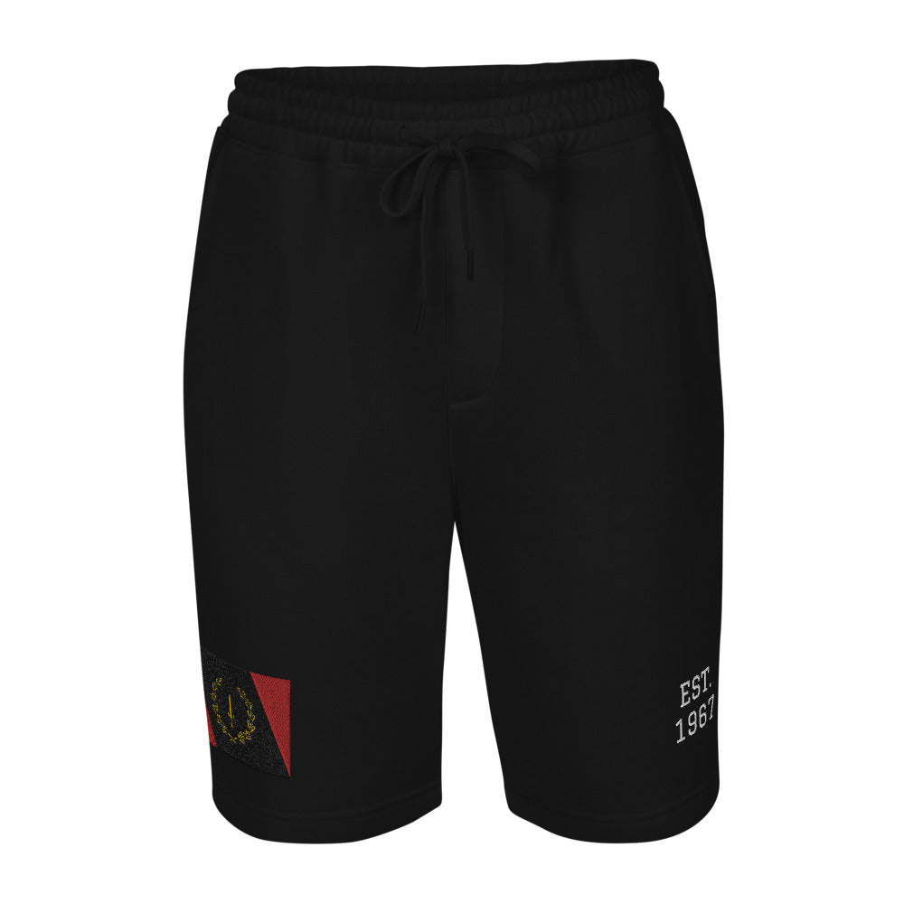 Black American Heritage Flag Men's fleece shorts White Stitching