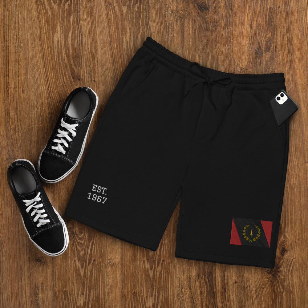 Black American Heritage Flag Men's fleece shorts White Stitching