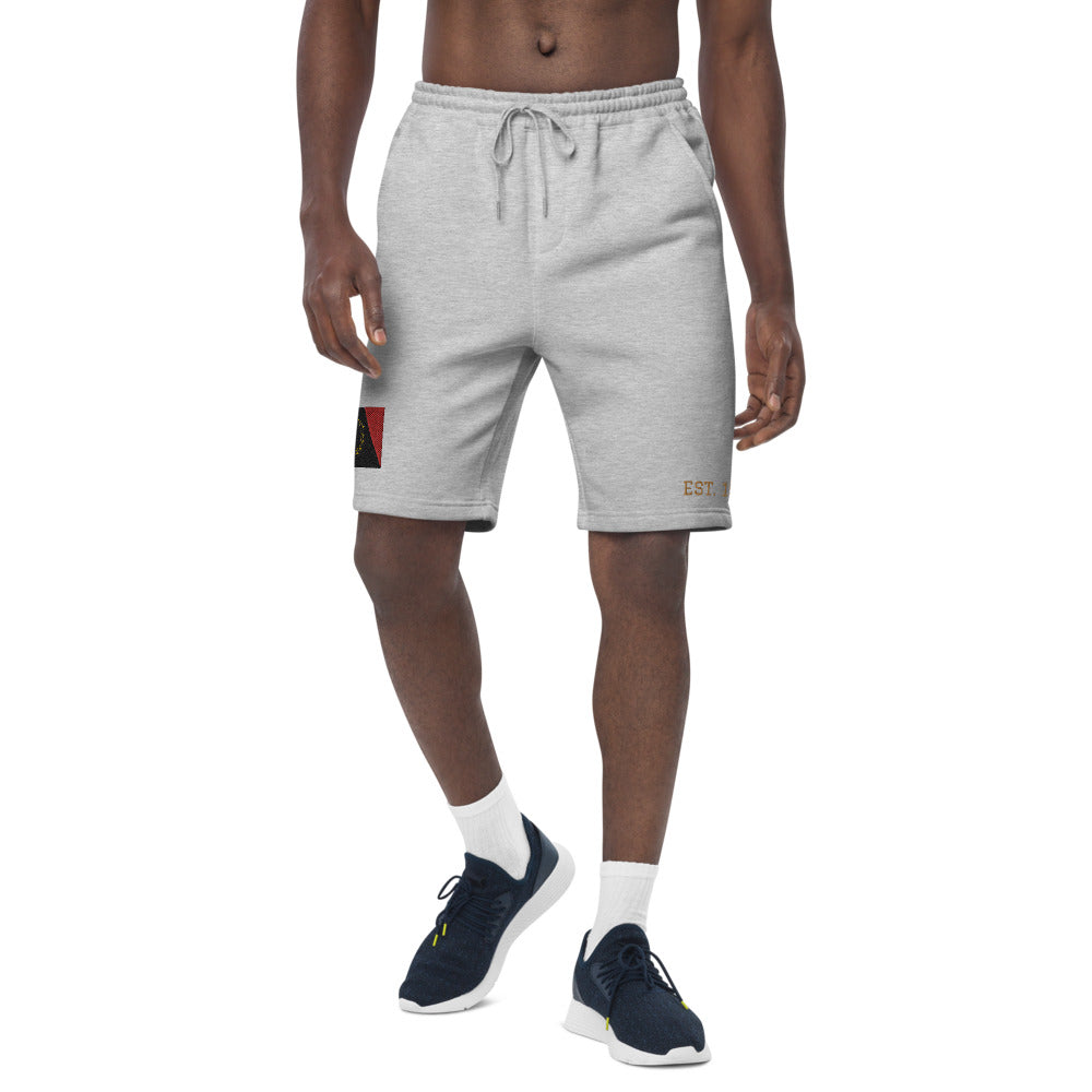 Black American Heritage Flag Men's fleece shorts Gold Stitching