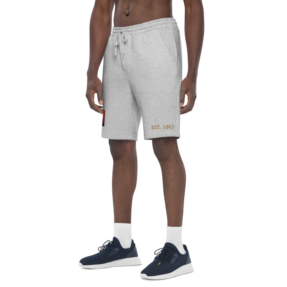 Black American Heritage Flag Men's fleece shorts Gold Stitching
